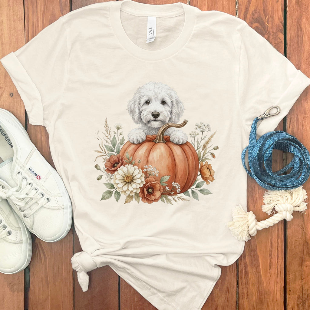 Cream Goldendoodle Fall T-Shirt in Natural / S by Puppy Jo