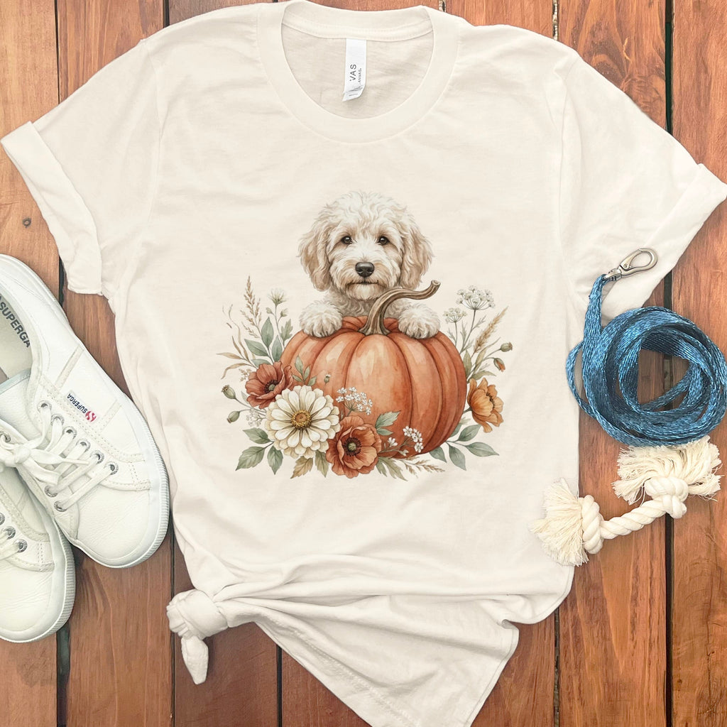Cream Goldendoodle Fall T-Shirt in Natural / S by Puppy Jo