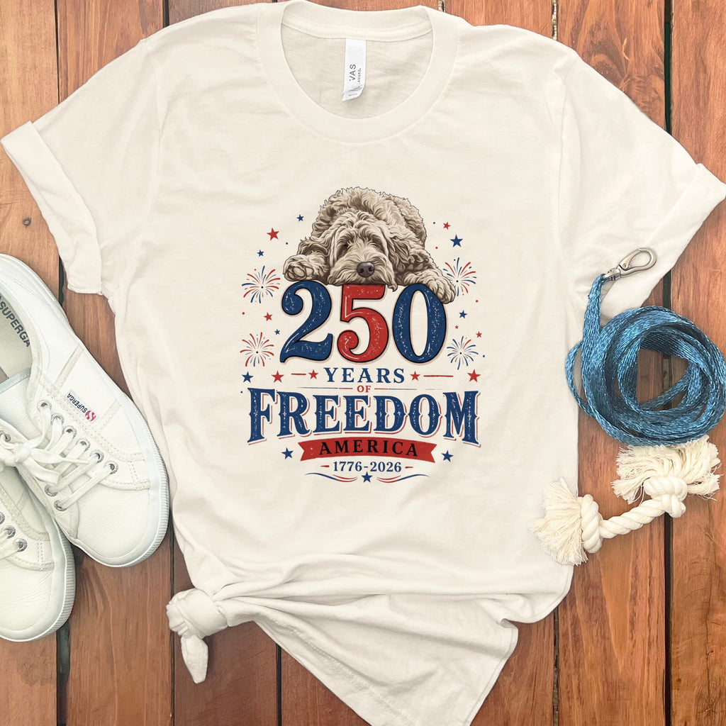 Cream Goldendoodle Freedom T-Shirt in Natural / S by Puppy Jo