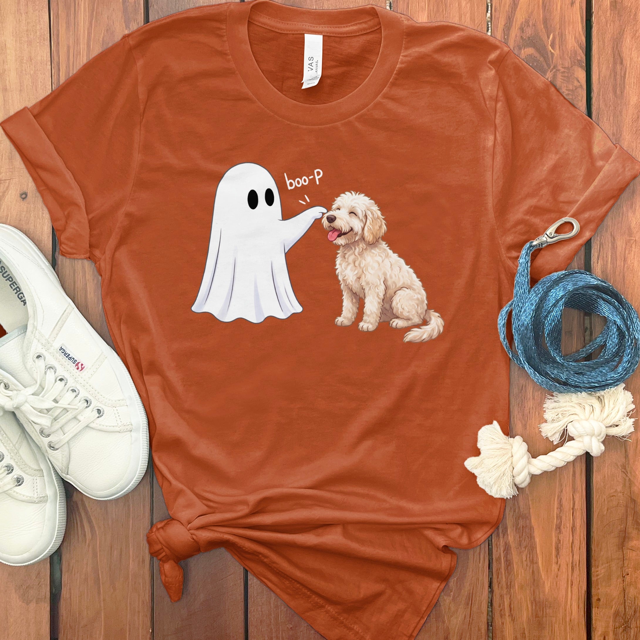 Cream Goldendoodle Ghost Boop T-Shirt in Autumn / S by Puppy Jo