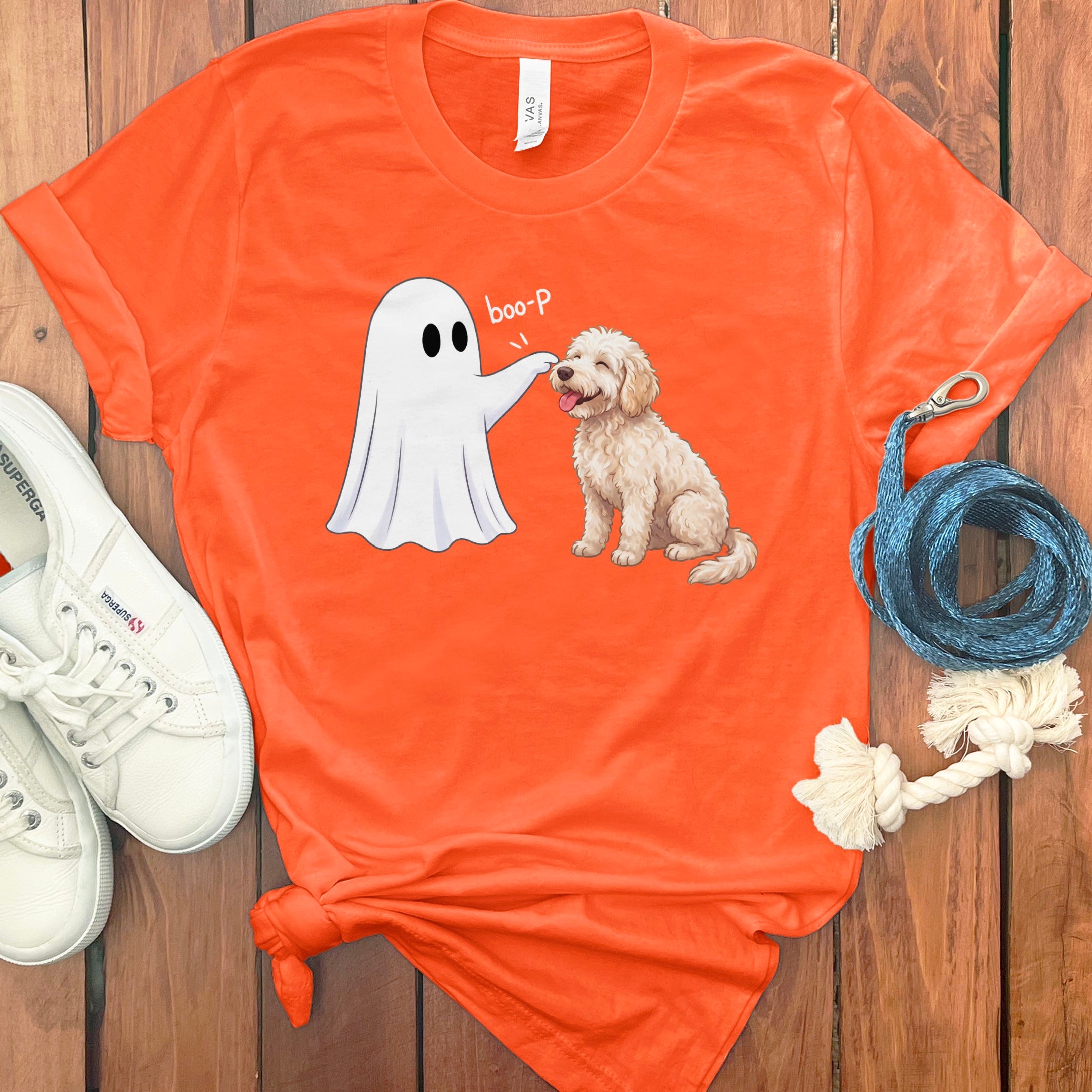 Cream Goldendoodle Ghost Boop T-Shirt in Orange / S by Puppy Jo