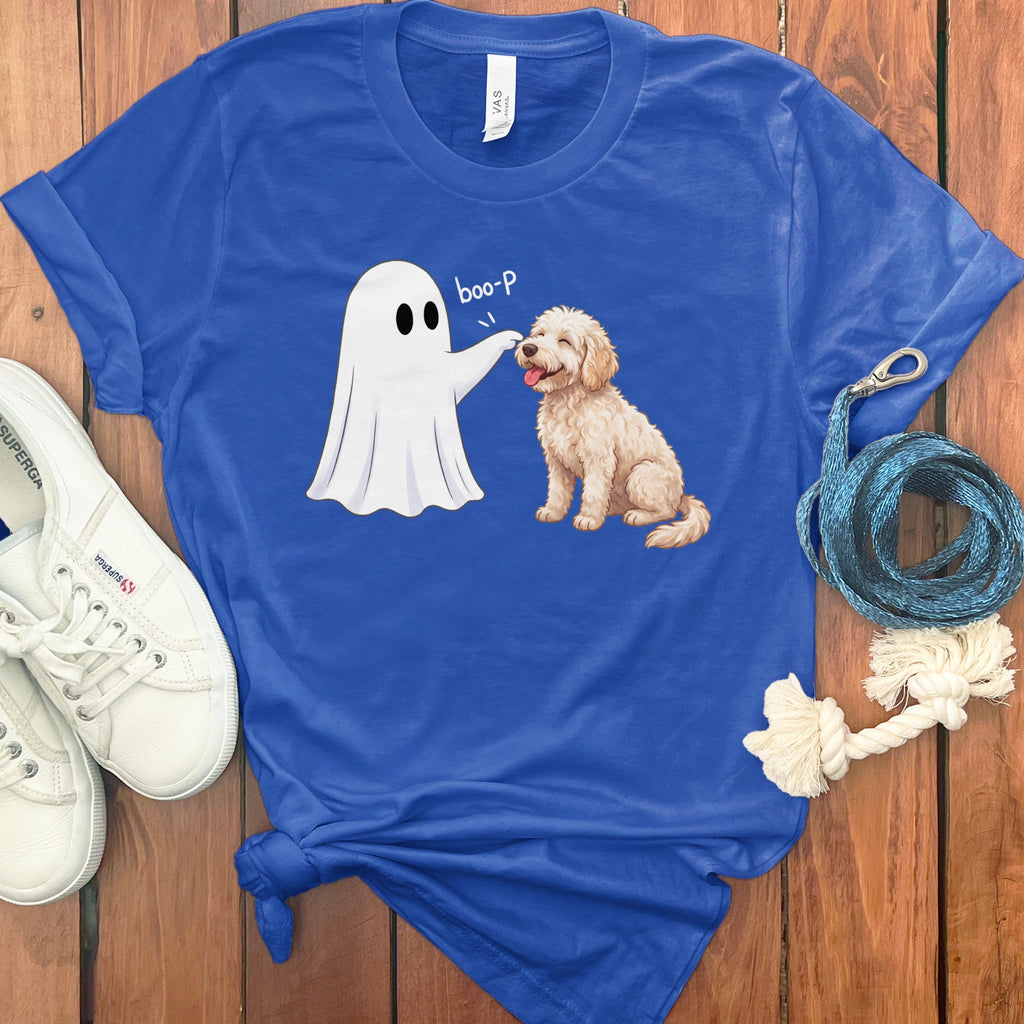 Cream Goldendoodle Ghost Boop T-Shirt in True Royal / S by Puppy Jo