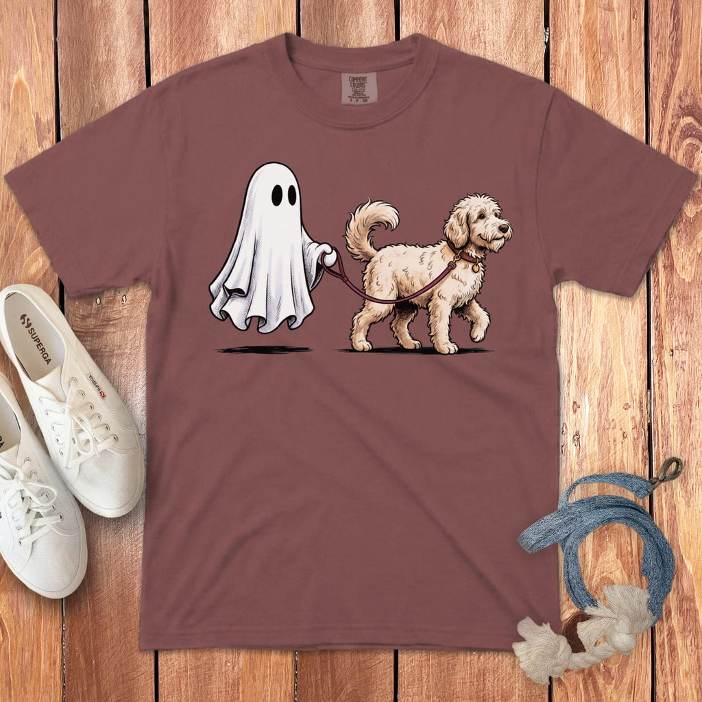 Cream Goldendoodle Ghost Walk Signature T-Shirt in Brick / S by Puppy Jo