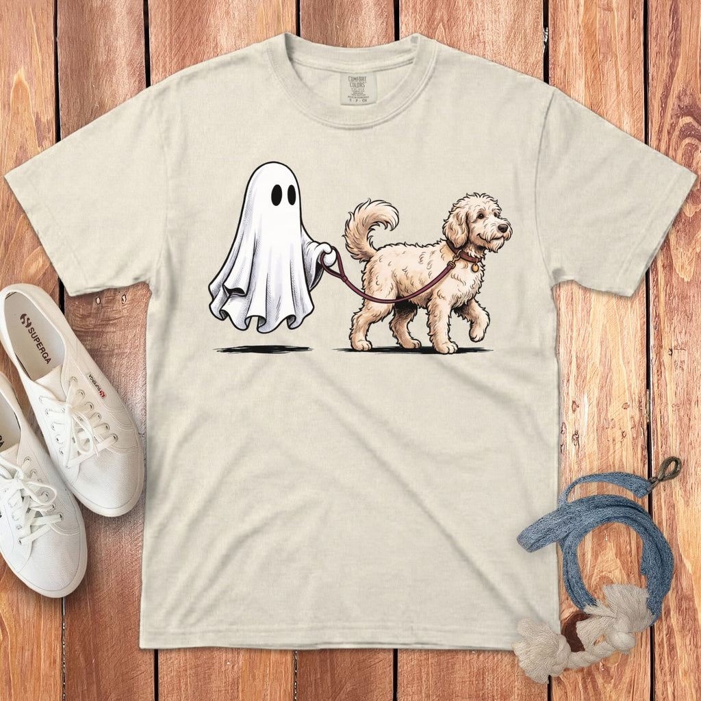 Cream Goldendoodle Ghost Walk Signature T-Shirt in Ivory / S by Puppy Jo