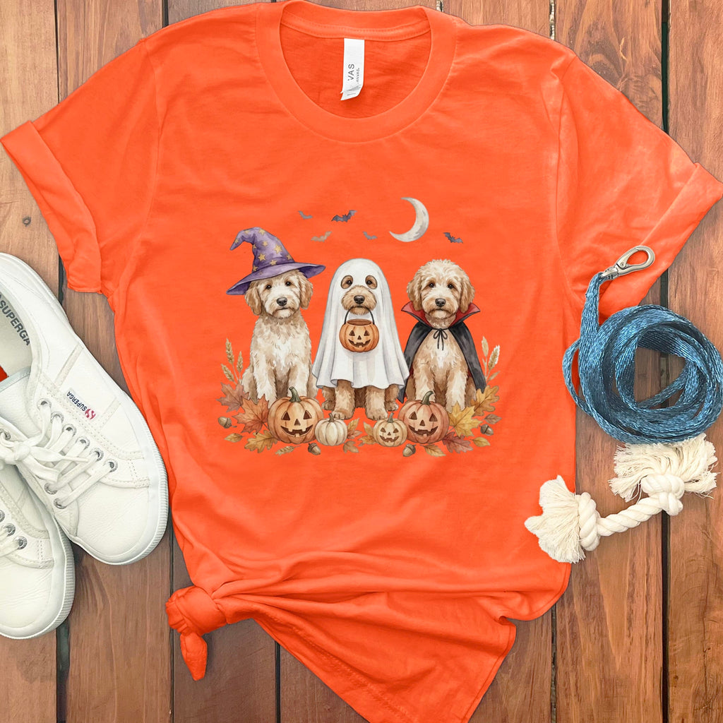 Cream Goldendoodle Halloween Crew T-Shirt in Orange / S by Puppy Jo