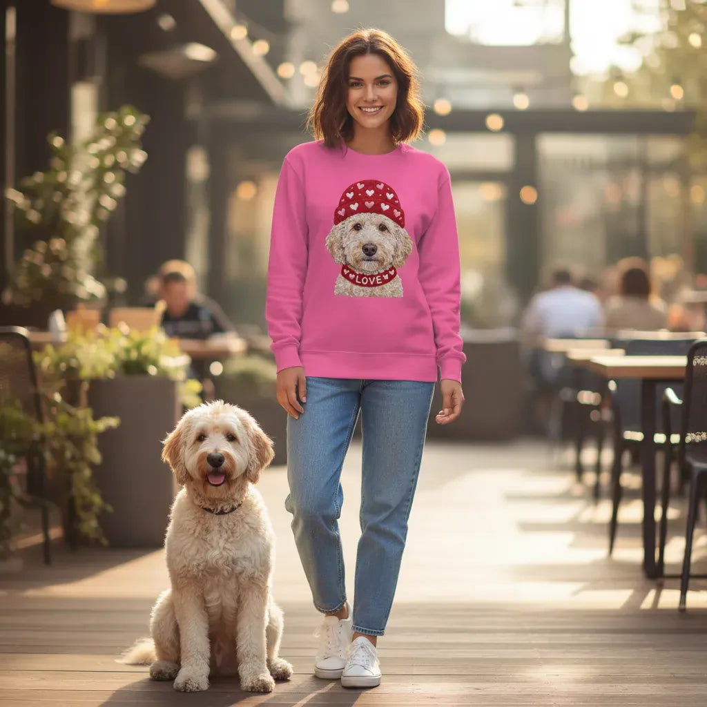 Cream Goldendoodle Heart Cap Sweatshirt in by Puppy Jo