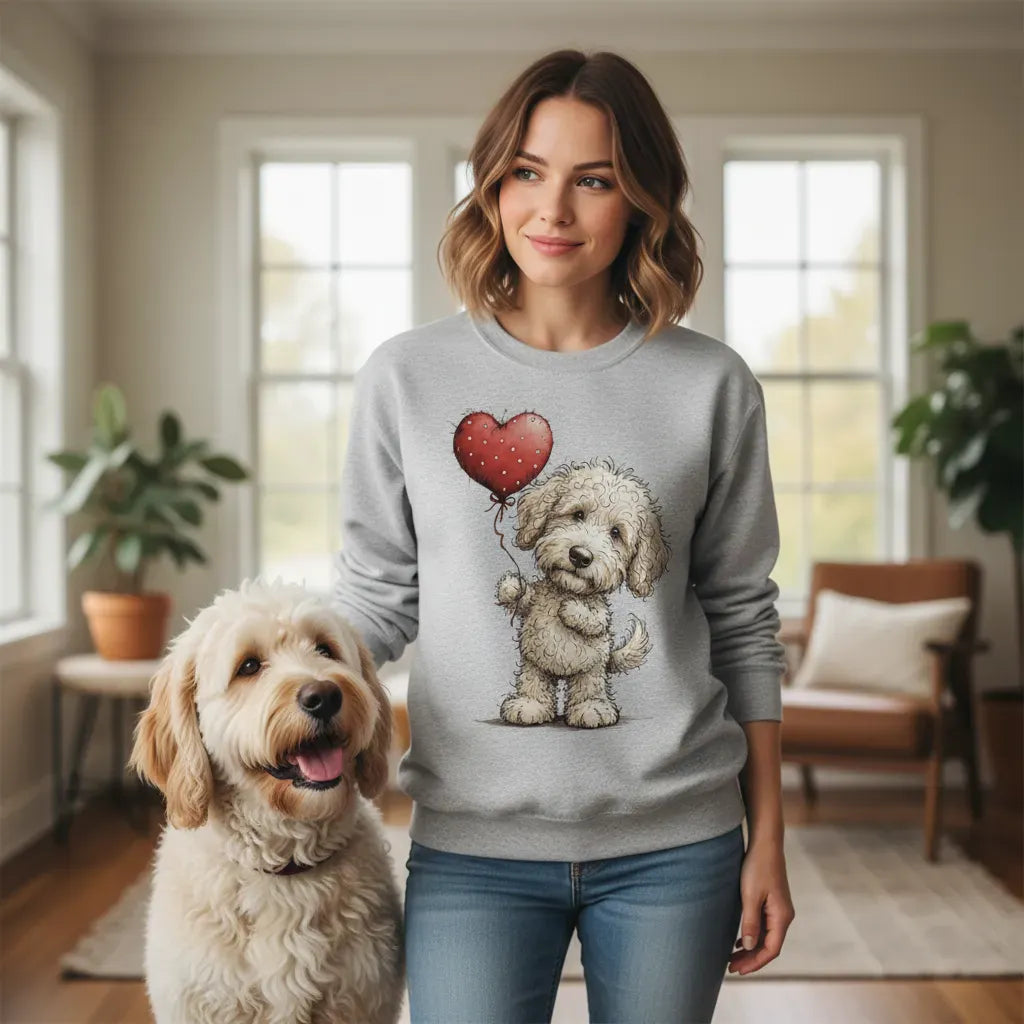 Cream Goldendoodle Heart Sweatshirt in by Puppy Jo