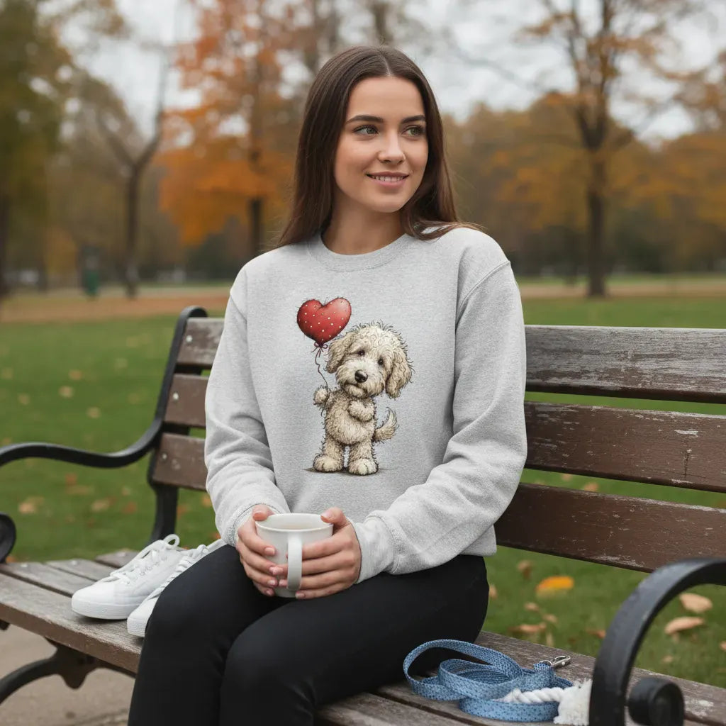 Cream Goldendoodle Heart Sweatshirt in by Puppy Jo