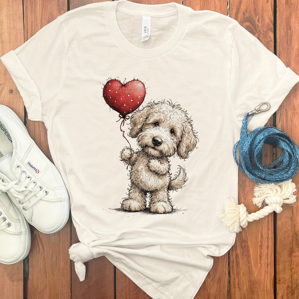 Cream Goldendoodle Heart T-Shirt in Natural / S by Puppy Jo