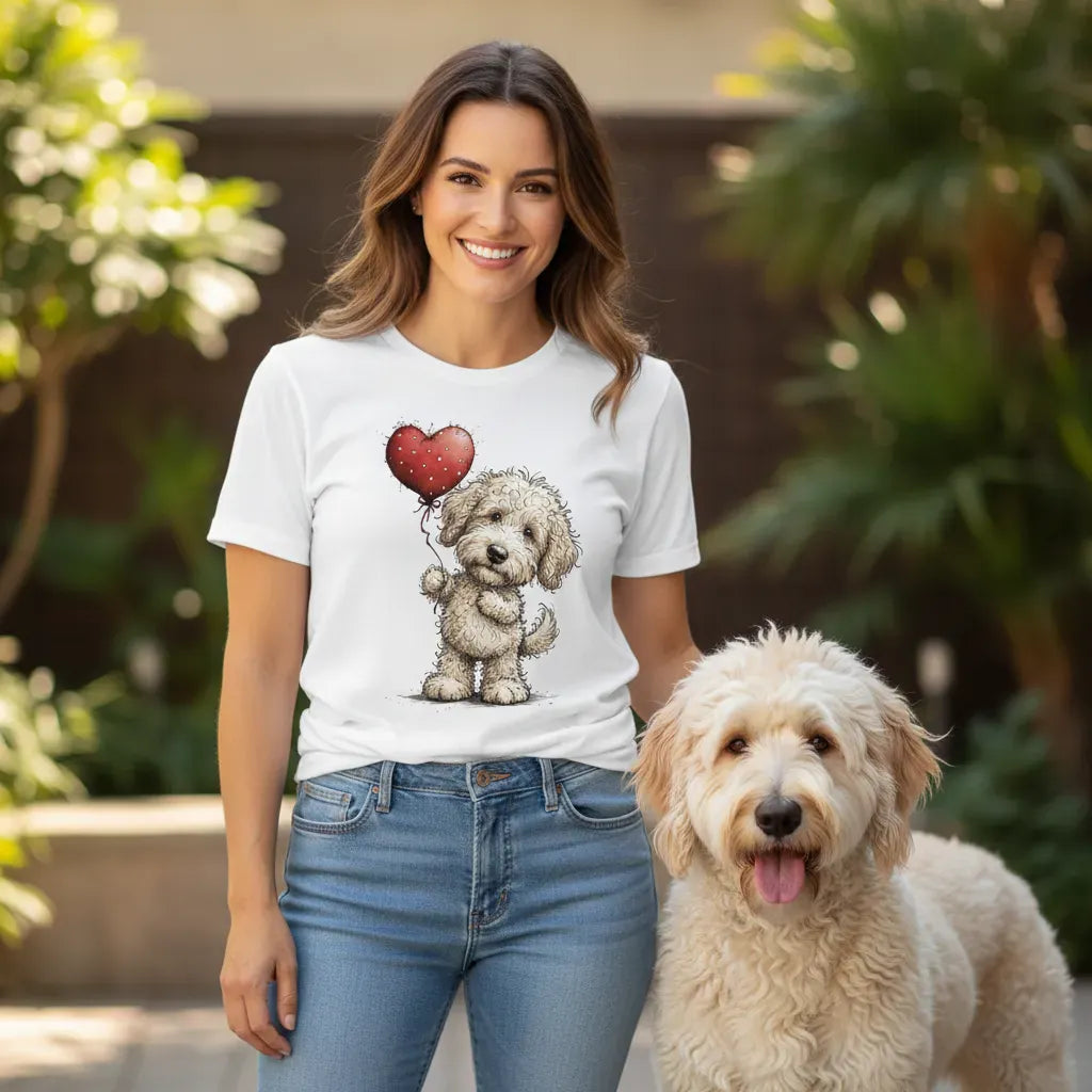 Cream Goldendoodle Heart T-Shirt in by Puppy Jo