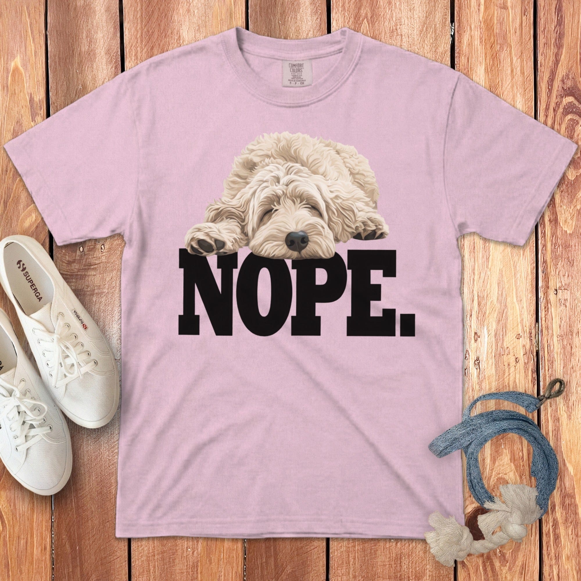 Cream Goldendoodle Labradoodle Nope Signature T-Shirt in Blossom / S by Puppy Jo
