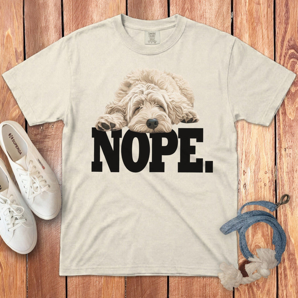 Cream Goldendoodle Labradoodle Nope Signature T-Shirt in Ivory / S by Puppy Jo