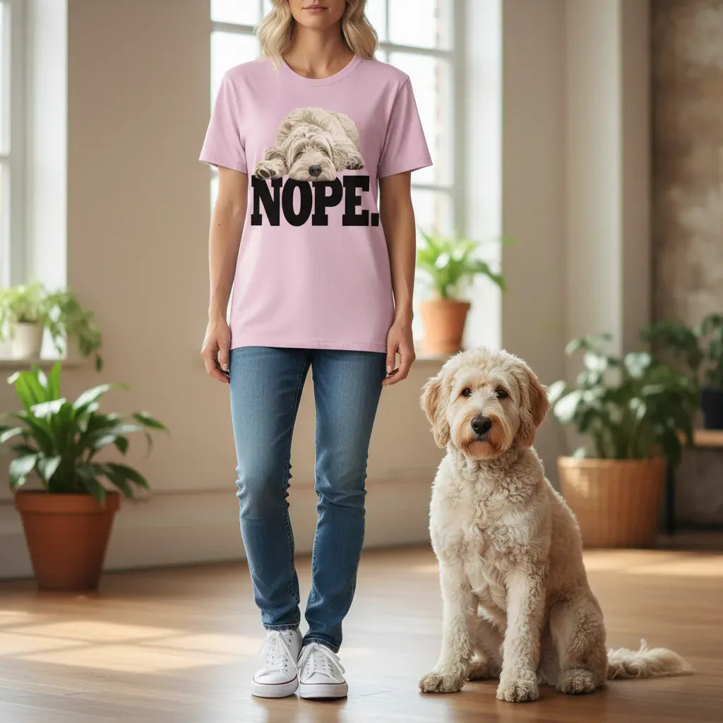 Cream Goldendoodle Labradoodle Nope Signature T-Shirt in by Puppy Jo