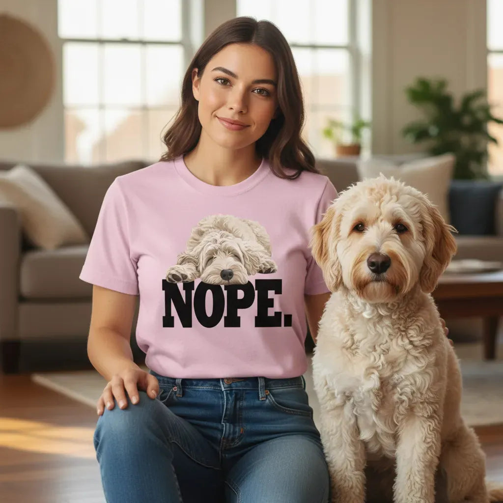 Cream Goldendoodle Labradoodle Nope Signature T-Shirt in by Puppy Jo