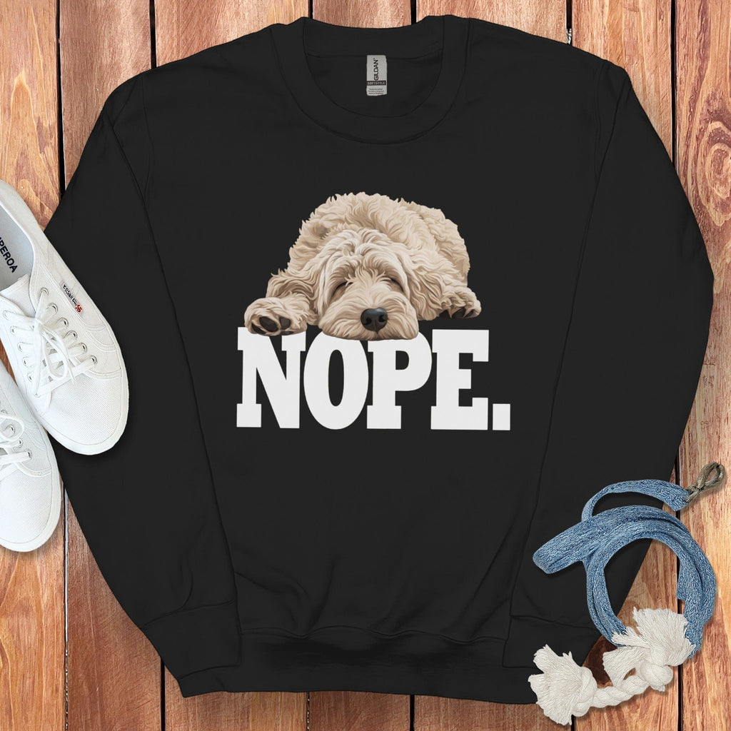 Cream Goldendoodle Labradoodle Nope Sweatshirt in Black / S by Puppy Jo