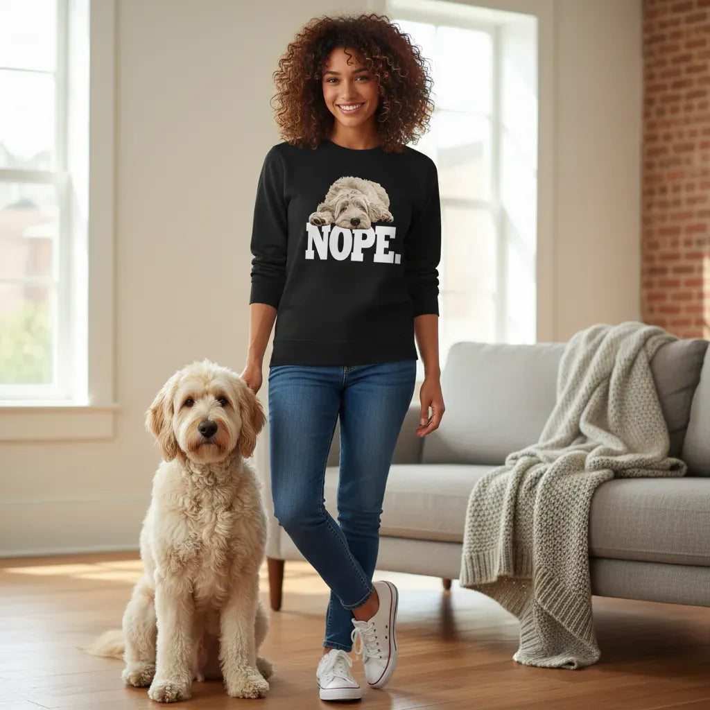 Cream Goldendoodle Labradoodle Nope Sweatshirt in by Puppy Jo