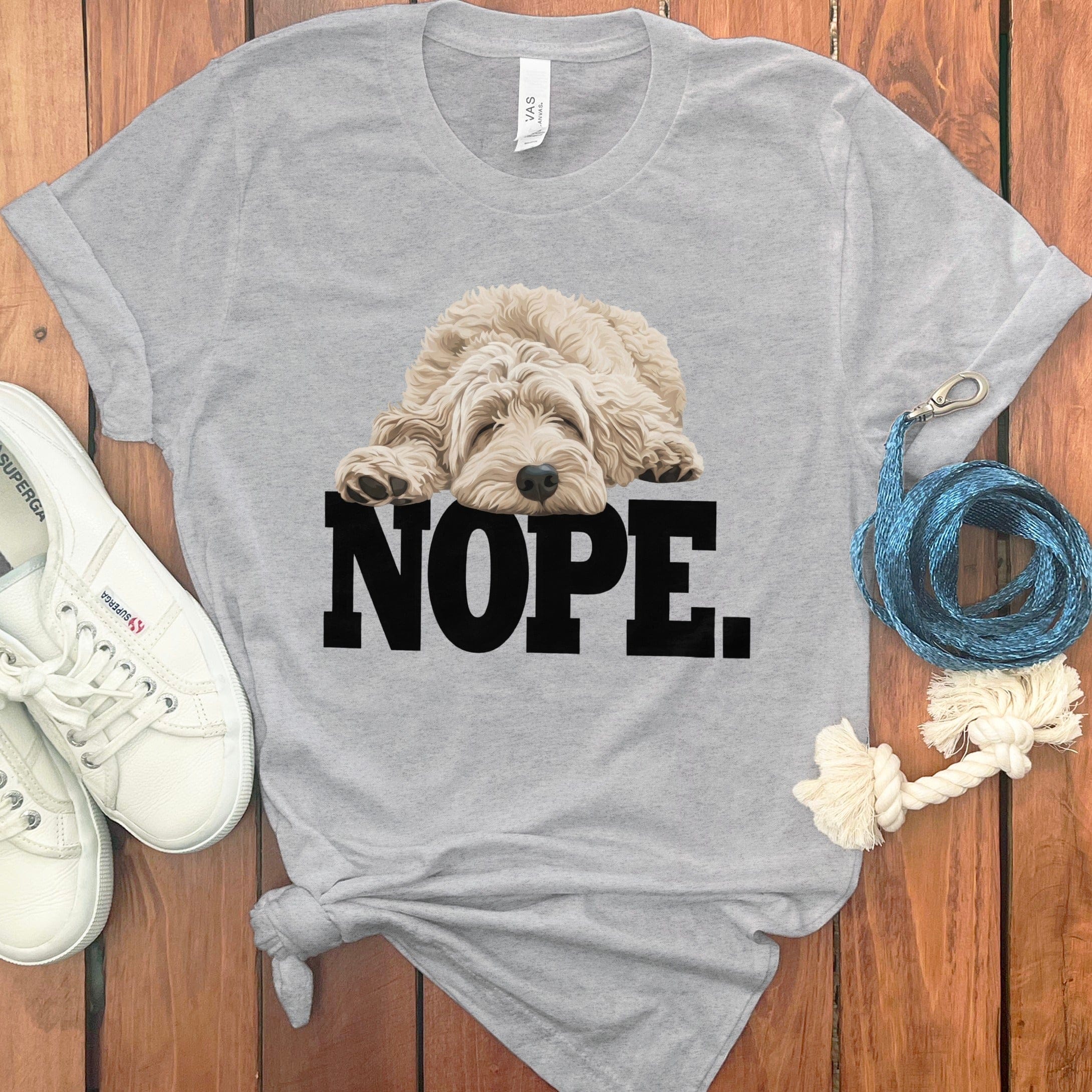 Cream Goldendoodle Labradoodle Nope T-Shirt in Athletic Heather / S by Puppy Jo