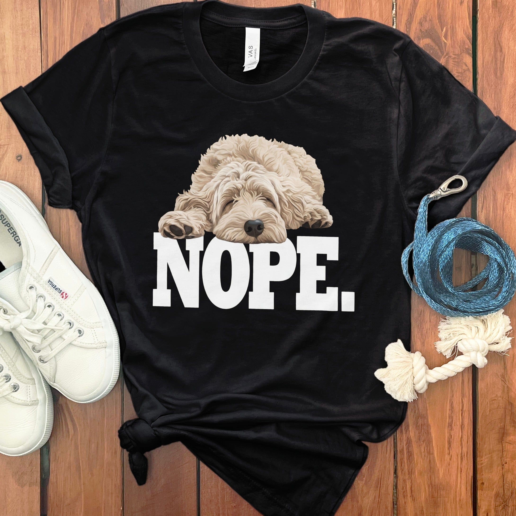 Cream Goldendoodle Labradoodle Nope T-Shirt in Black / S by Puppy Jo