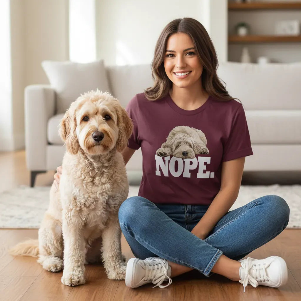 Cream Goldendoodle Labradoodle Nope T-Shirt in by Puppy Jo