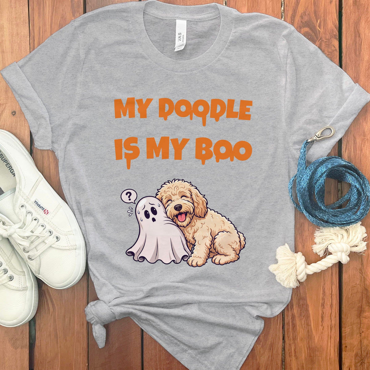 Cream Goldendoodle My Boo T-Shirt in Athletic Heather / S by Puppy Jo