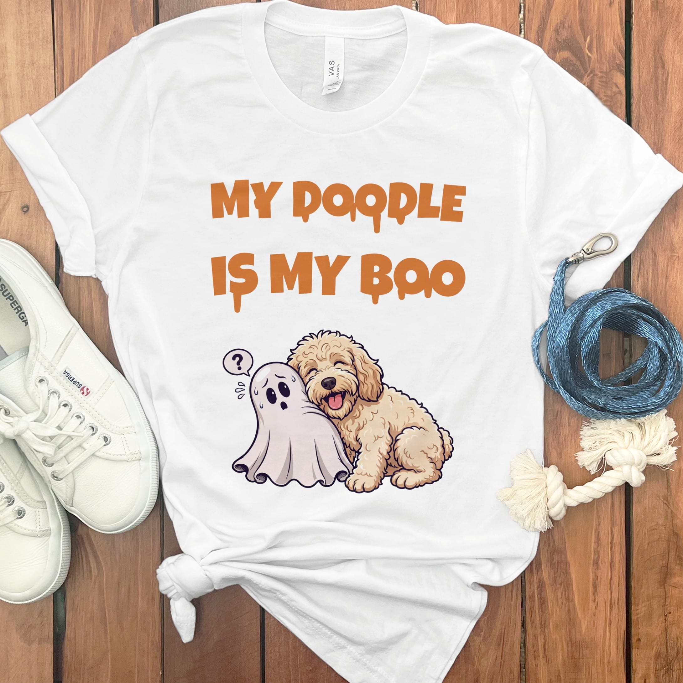 Cream Goldendoodle My Boo T-Shirt in White / S by Puppy Jo