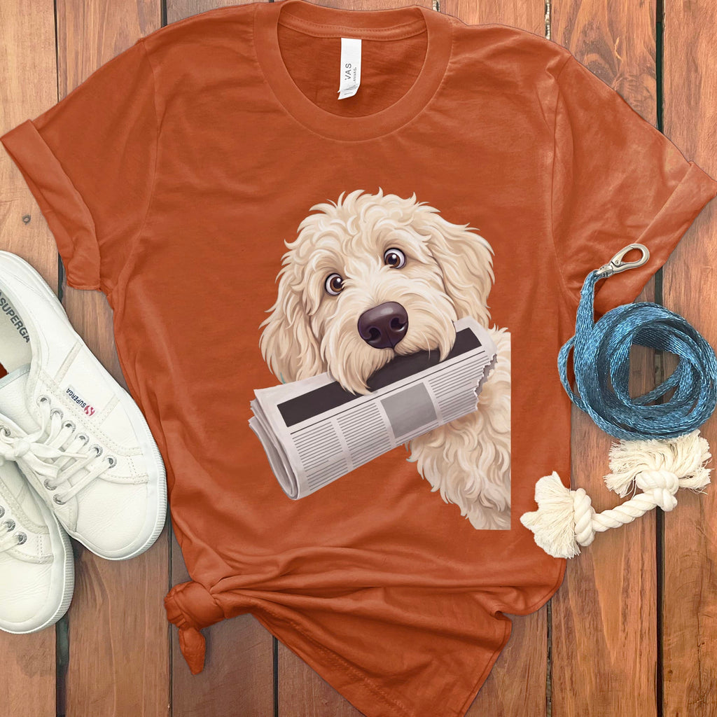 Cream Goldendoodle Newspaper T-Shirt in Autumn / S by Puppy Jo