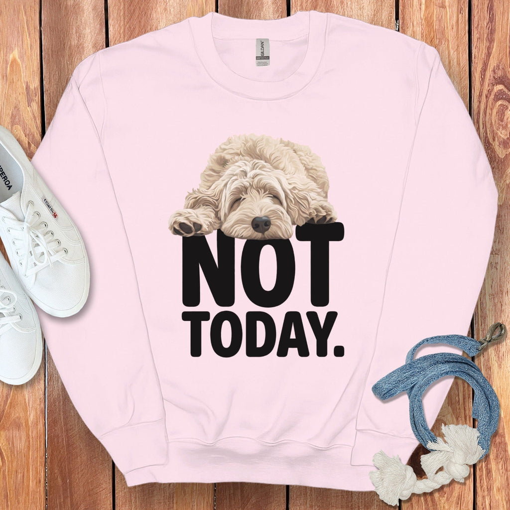 Cream Goldendoodle Not Today Sweatshirt in Light Pink / S by Puppy Jo