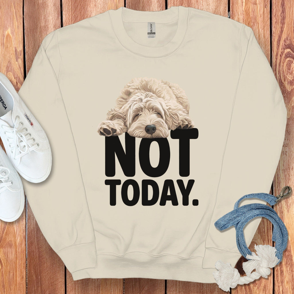 Cream Goldendoodle Not Today Sweatshirt in Sand / S by Puppy Jo