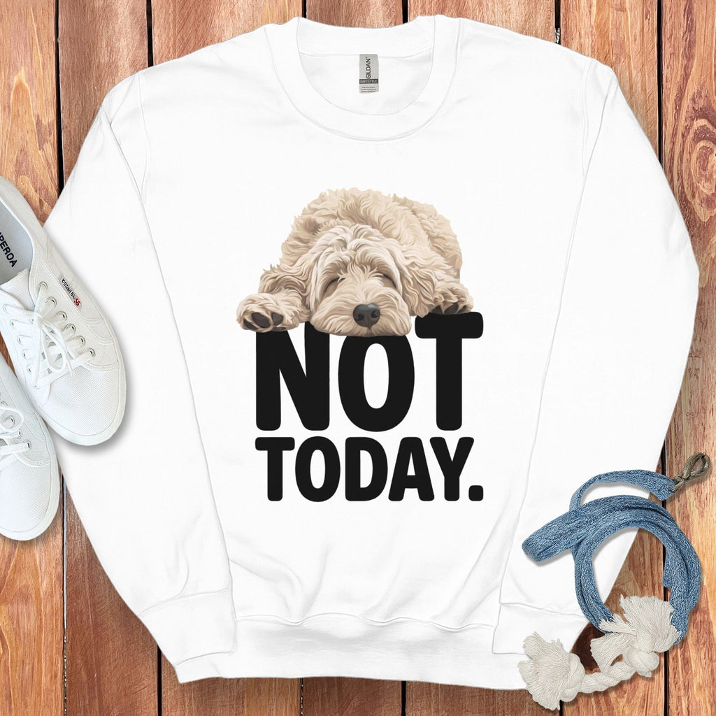 Cream Goldendoodle Not Today Sweatshirt in White / S by Puppy Jo