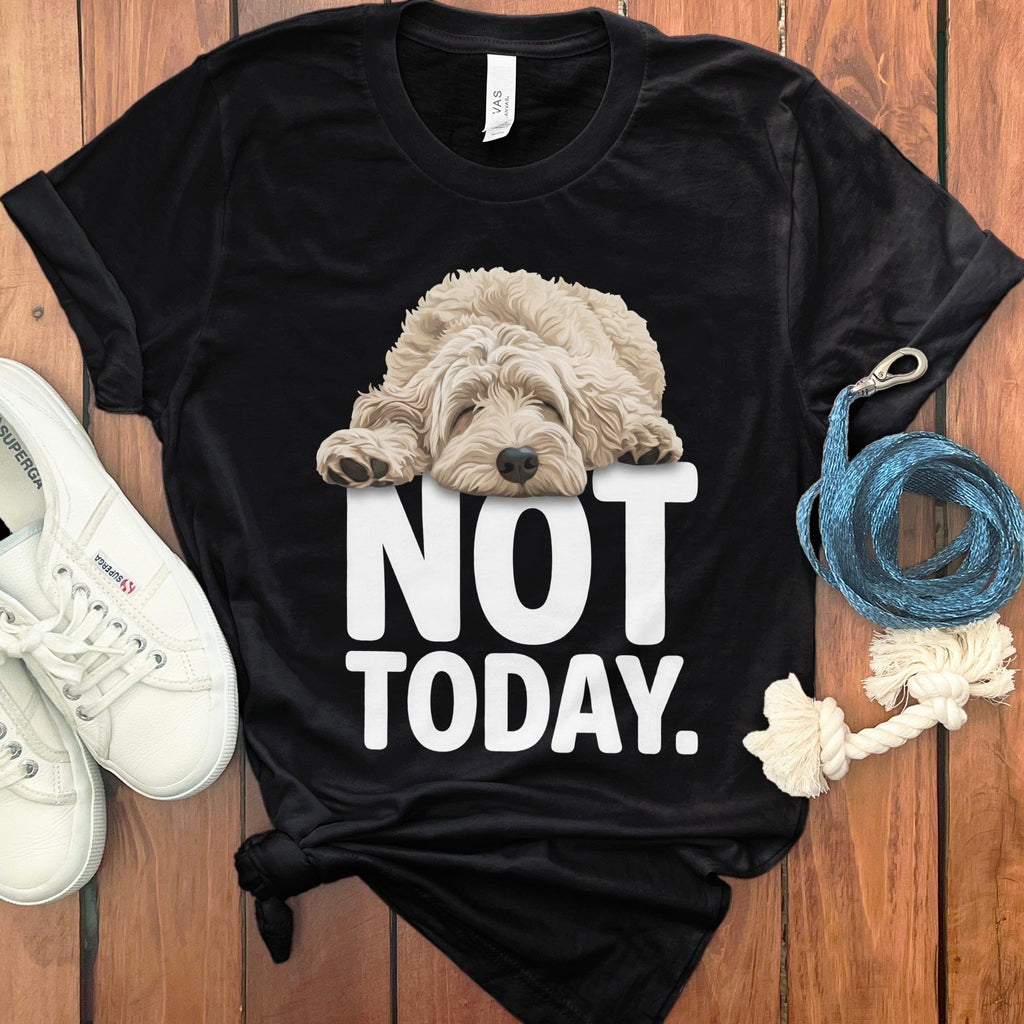 Cream Goldendoodle Not Today T-Shirt in Black / S by Puppy Jo