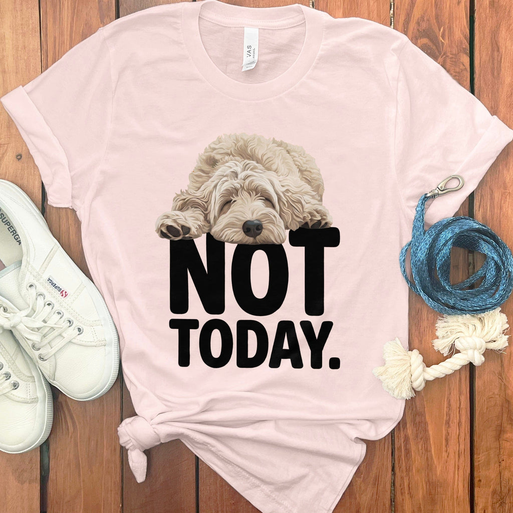 Cream Goldendoodle Not Today T-Shirt in Soft Pink / S by Puppy Jo