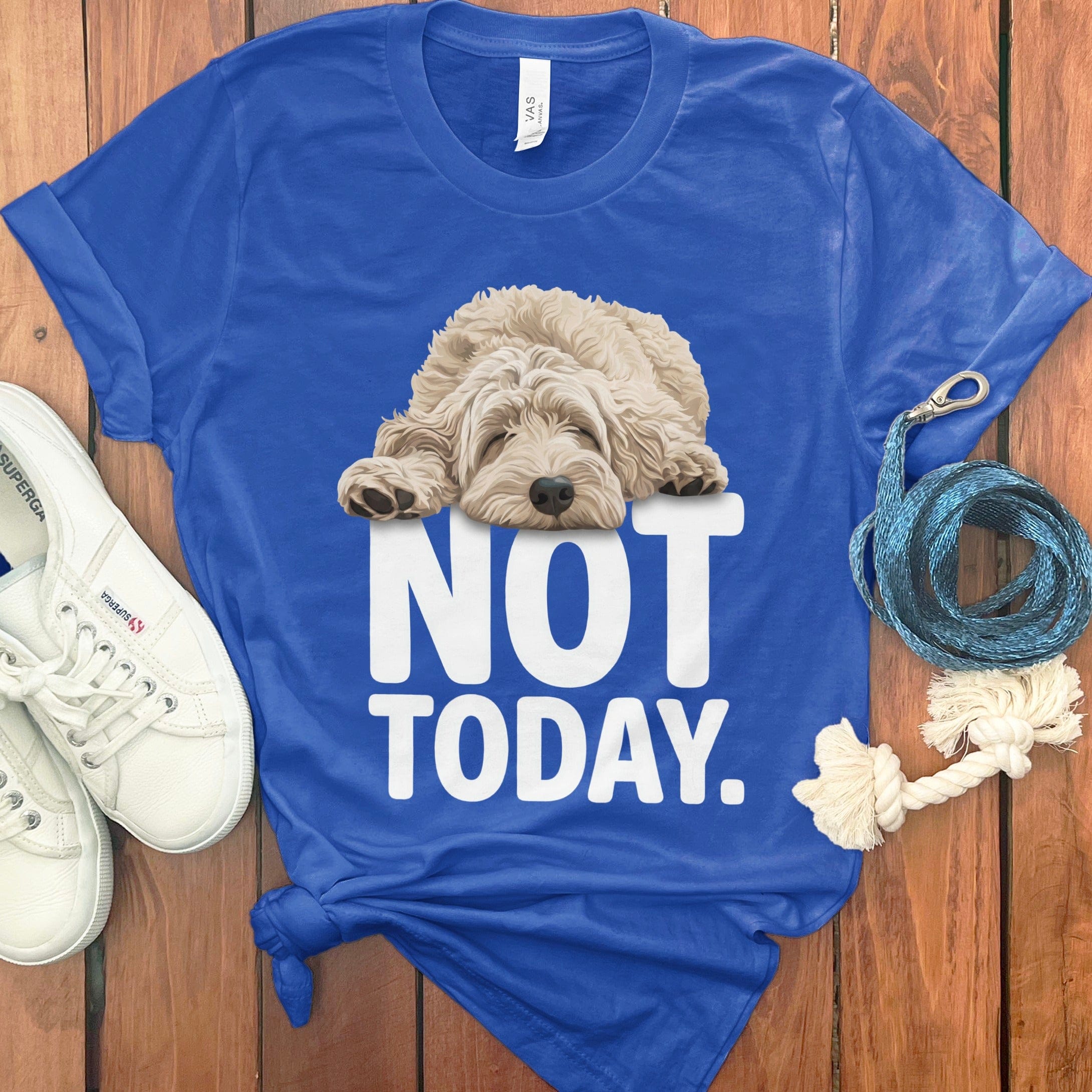 Cream Goldendoodle Not Today T-Shirt in True Royal / S by Puppy Jo