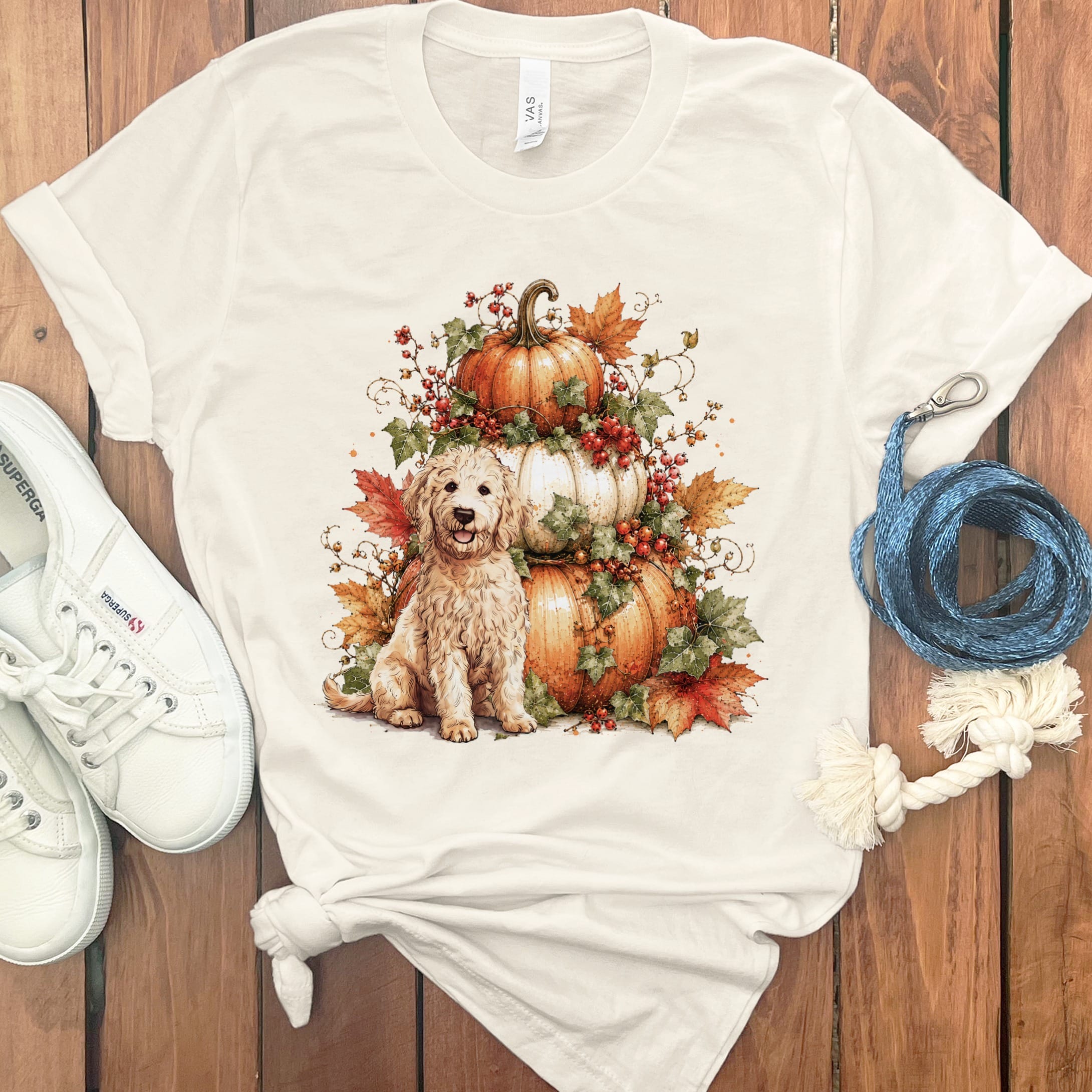 Cream Goldendoodle Pumpkin Ivy T-Shirt in Natural / S by Puppy Jo