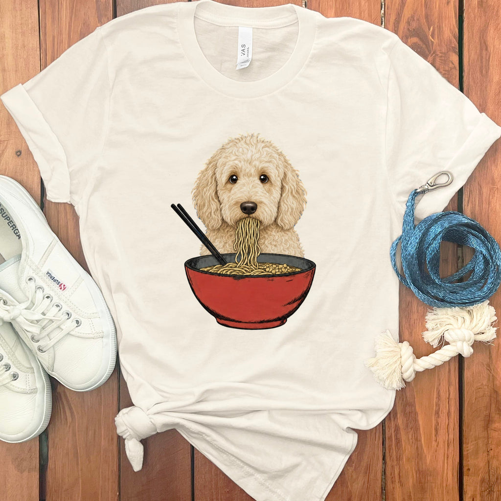 Cream Goldendoodle Ramen T-Shirt in Natural / S / - by Puppy Jo