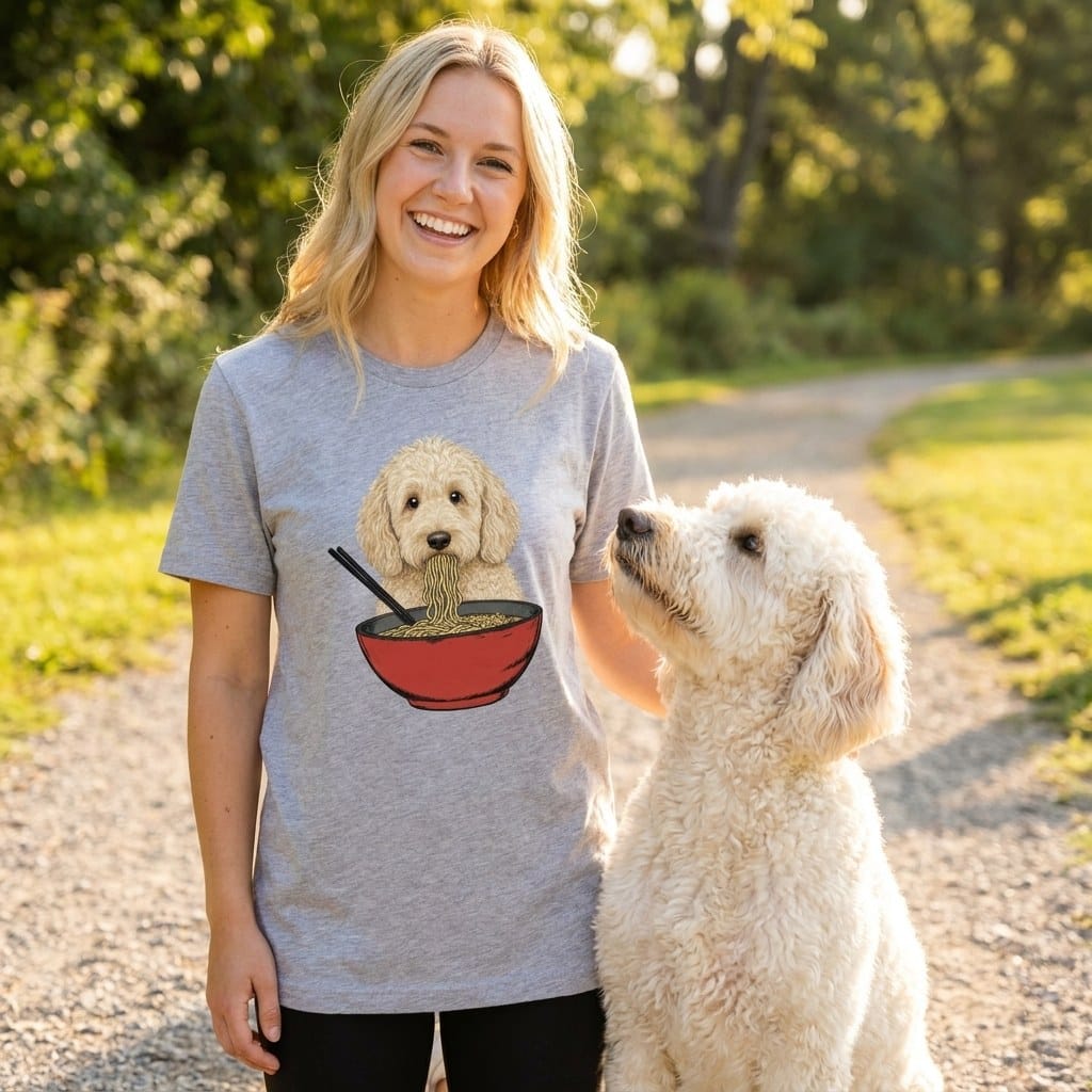 Cream Goldendoodle Ramen T-Shirt in by Puppy Jo