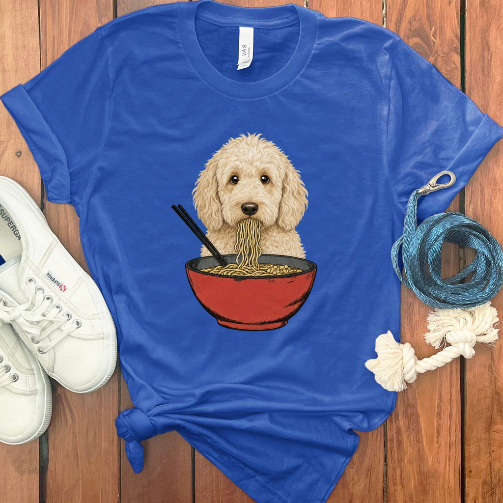 Cream Goldendoodle Ramen T-Shirt in True Royal / S / - by Puppy Jo