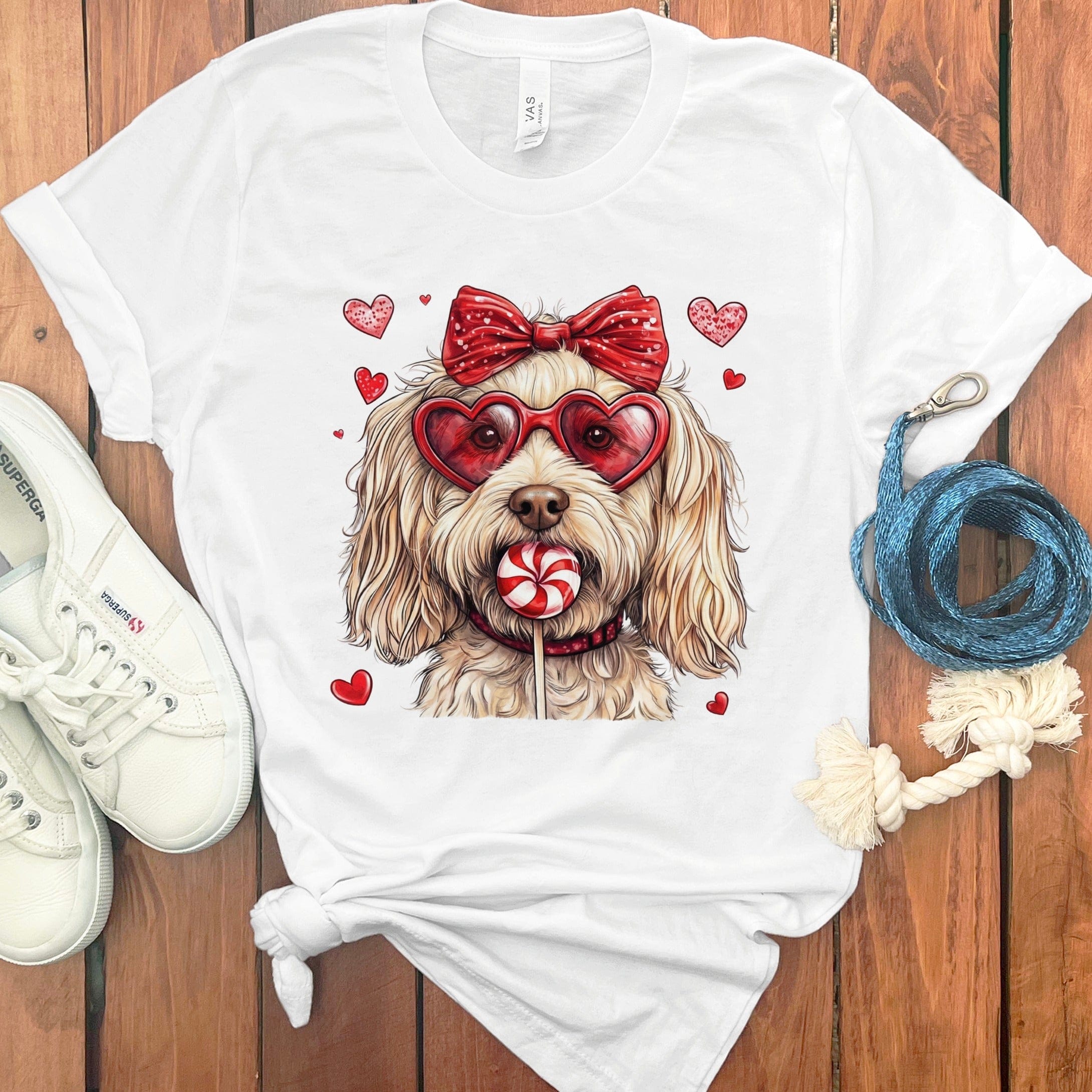 Cream Labradoodle Coquette T-Shirt in White / S by Puppy Jo