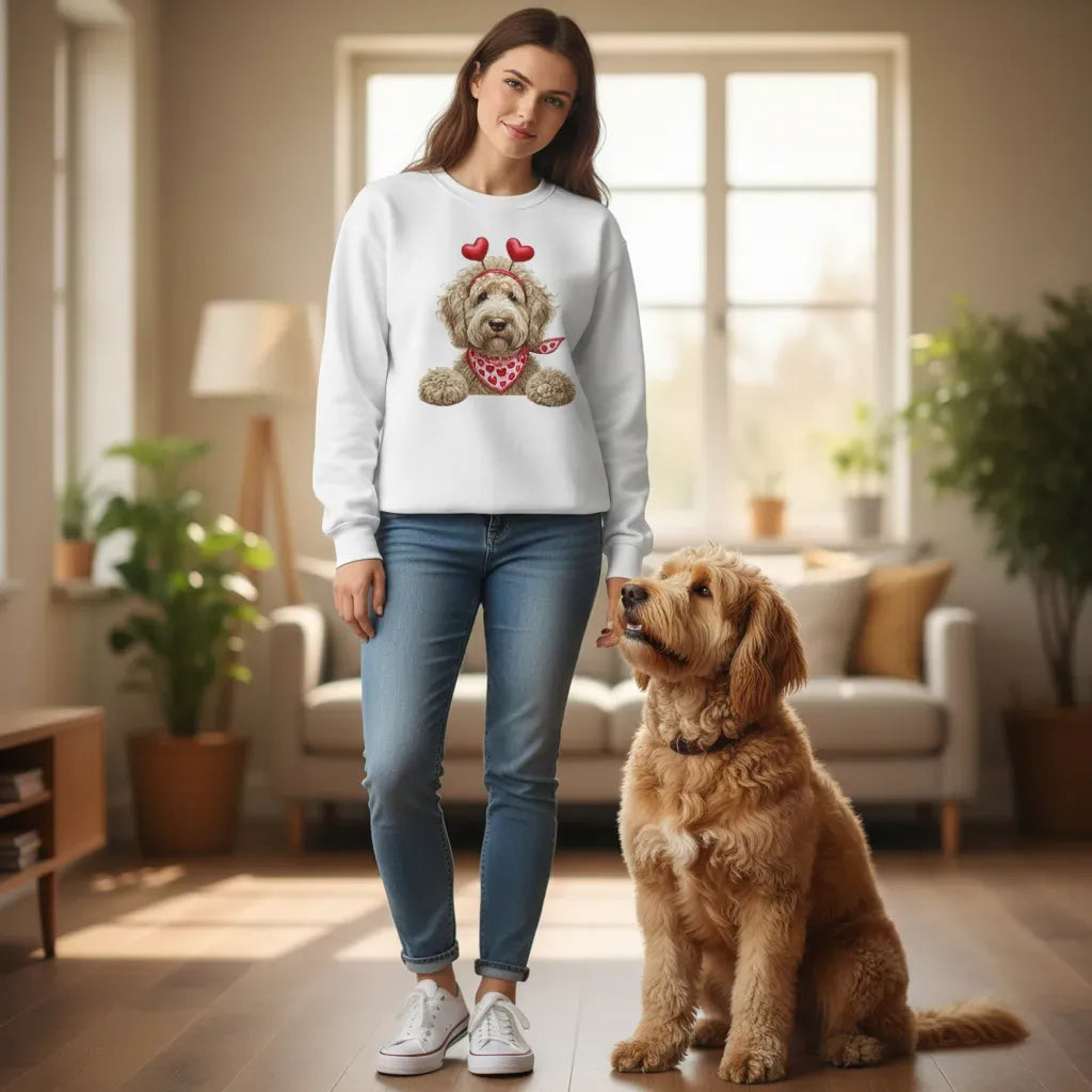 Cream Labradoodle Heart Sweatshirt in by Puppy Jo