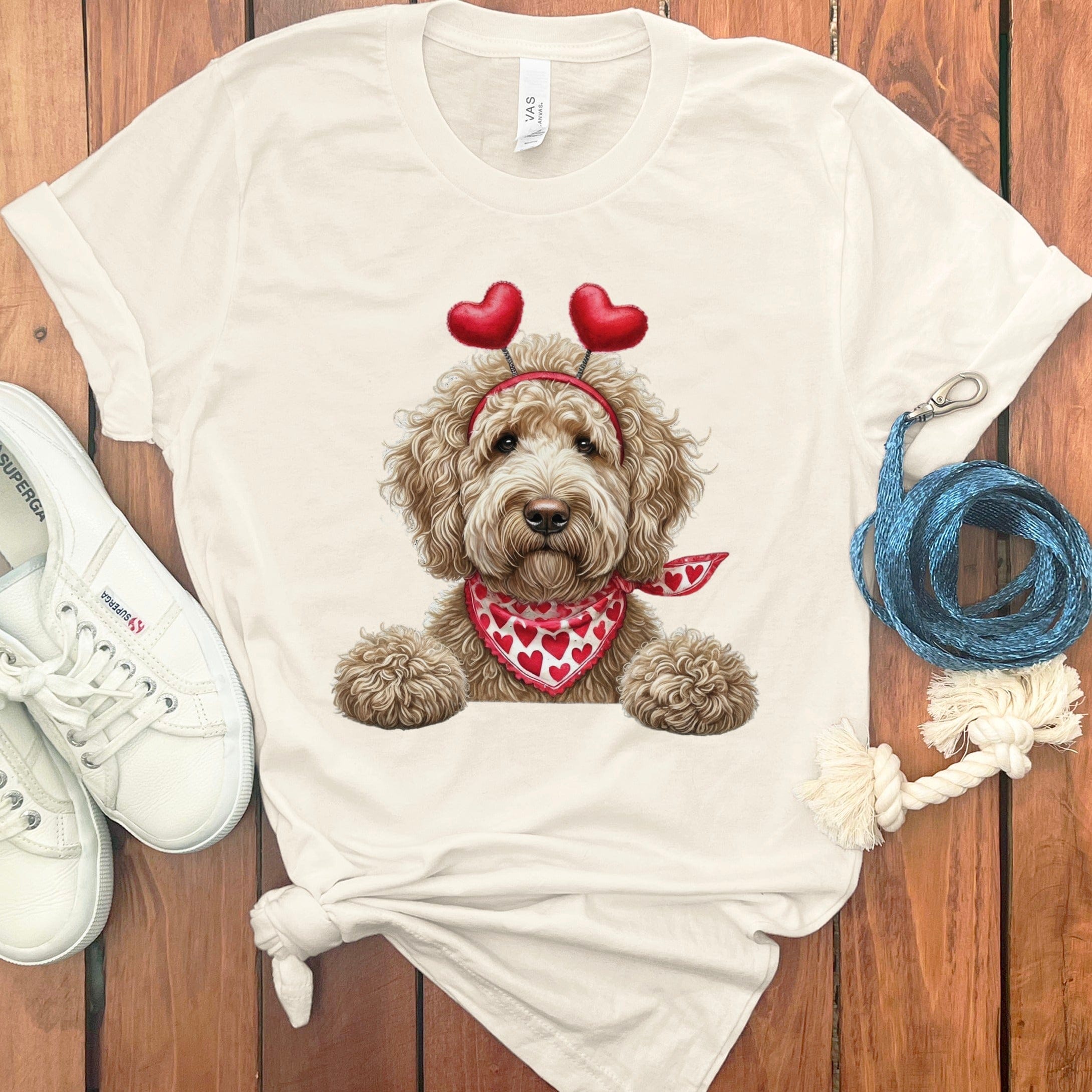 Cream Labradoodle Heart T-Shirt in Natural / S by Puppy Jo