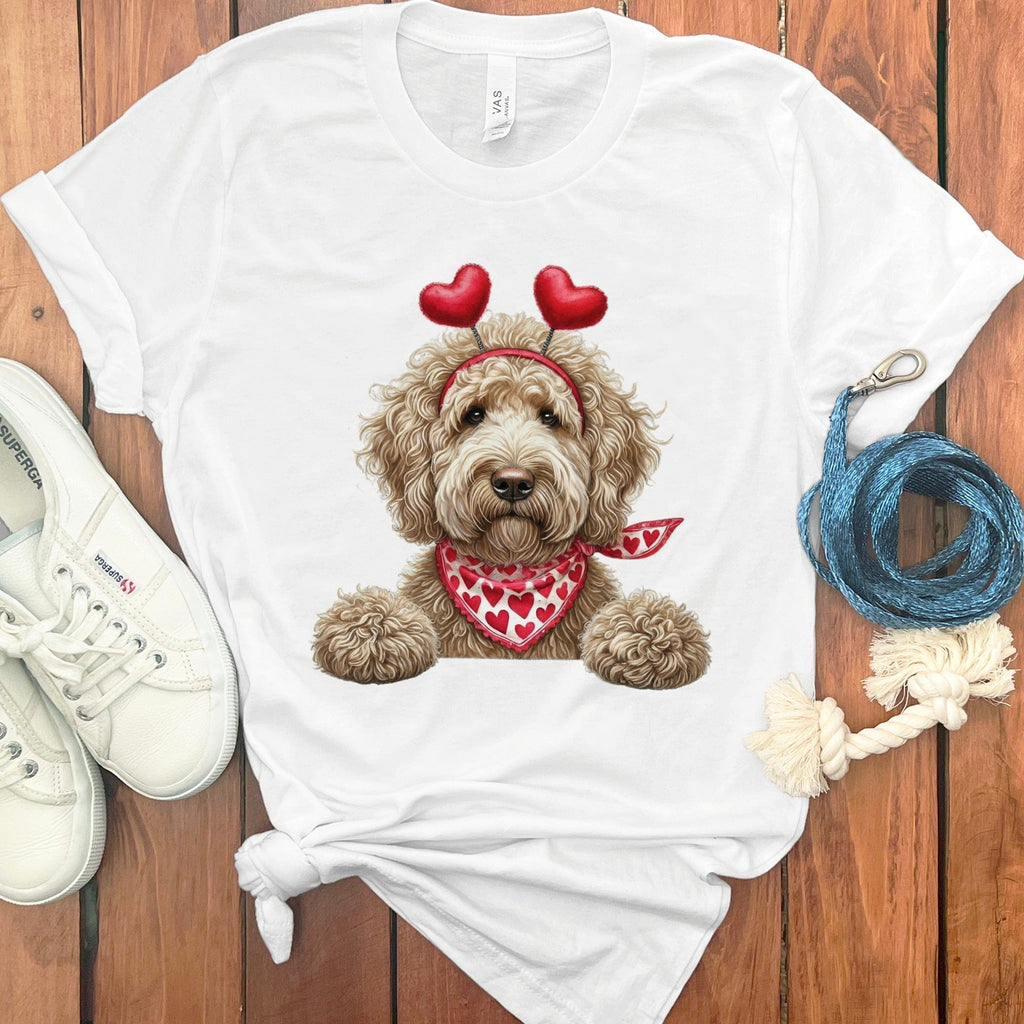 Cream Labradoodle Heart T-Shirt in White / S by Puppy Jo