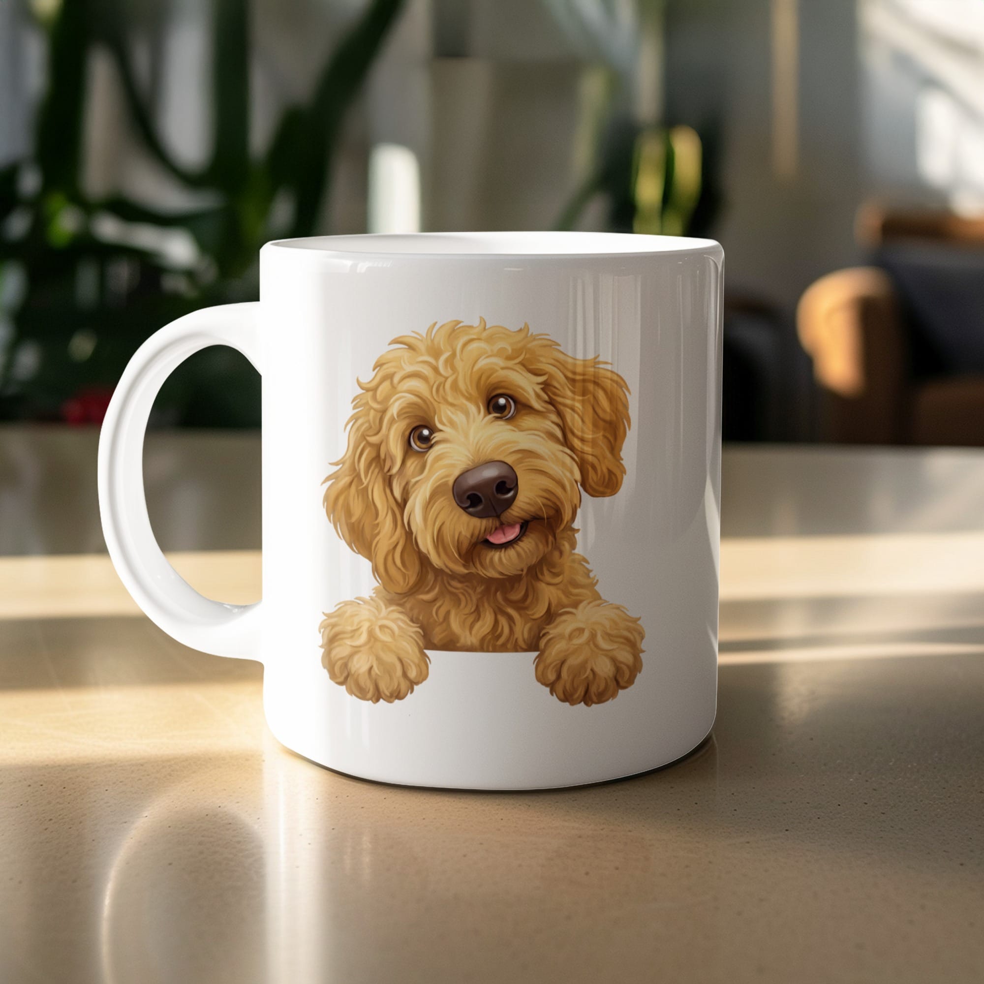 Curious Apricot Goldendoodle Mug in 11oz by MyDesigns