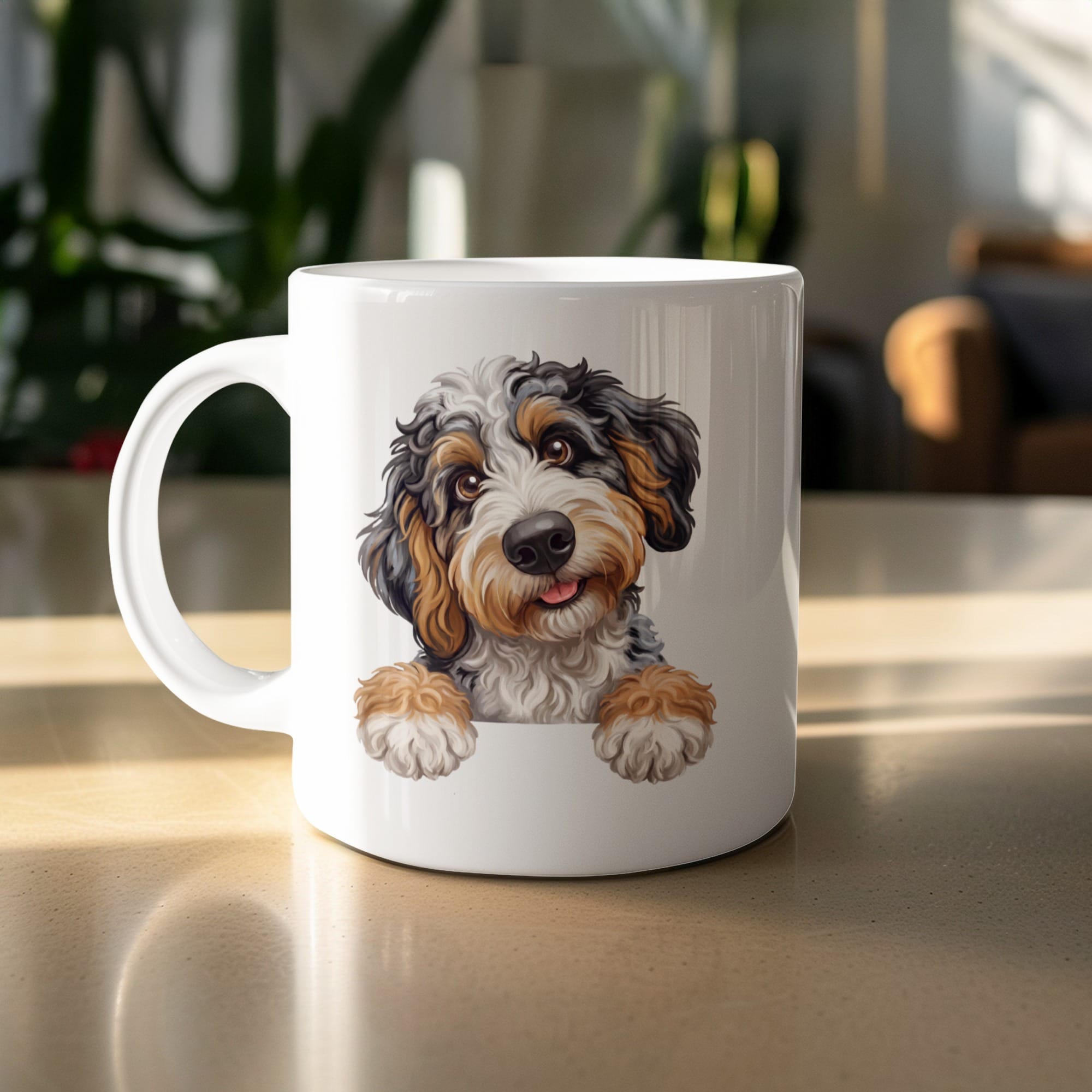 Curious Aussiedoodle Mug in 11oz by MyDesigns