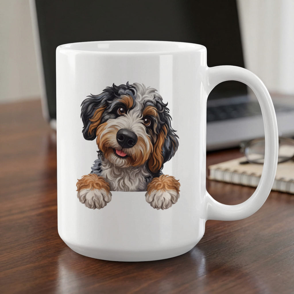 Curious Aussiedoodle Mug in 15oz by MyDesigns