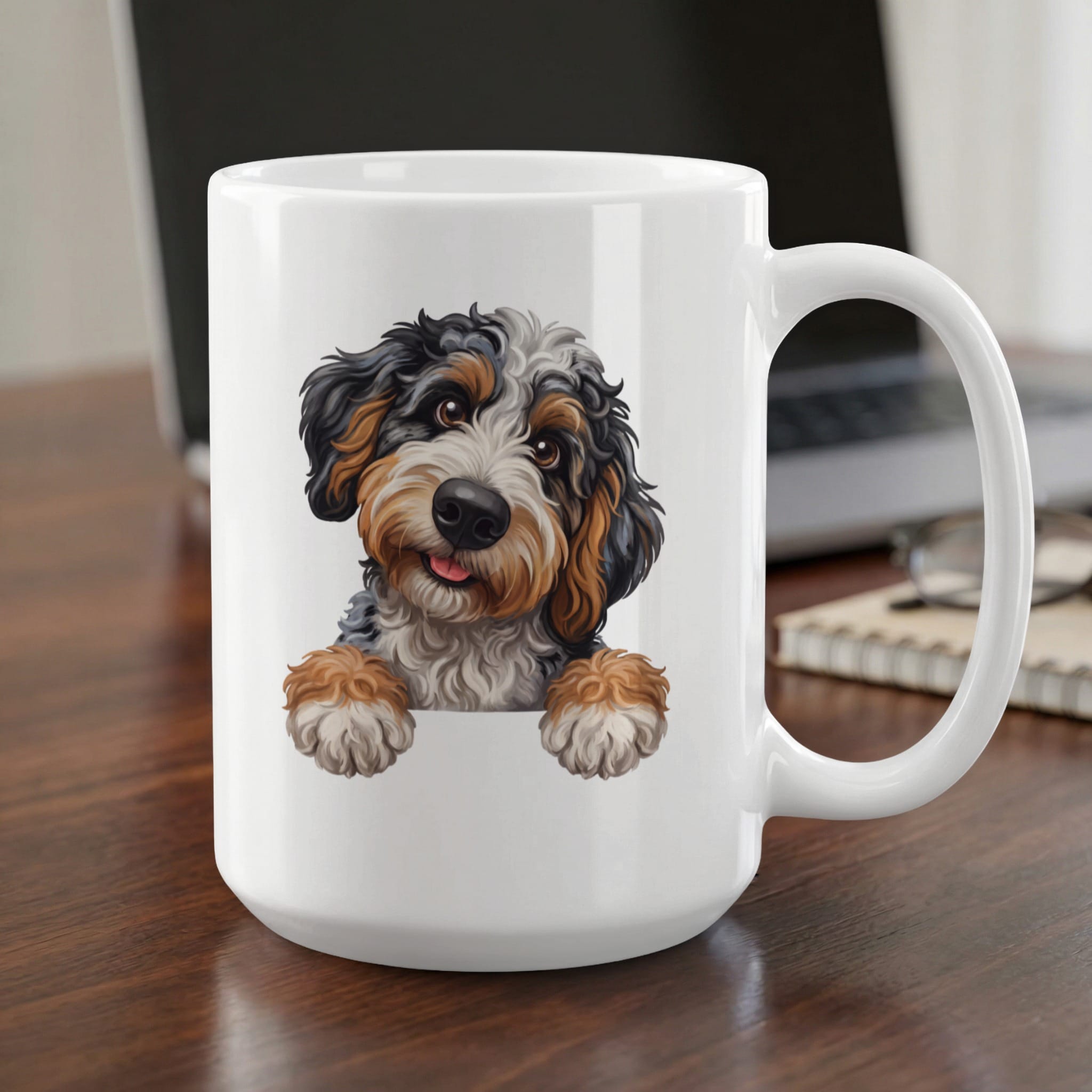 Curious Aussiedoodle Mug in 15oz by MyDesigns
