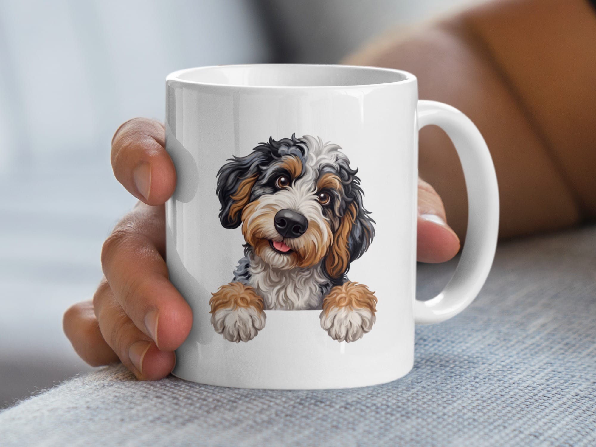 Curious Aussiedoodle Mug in by MyDesigns