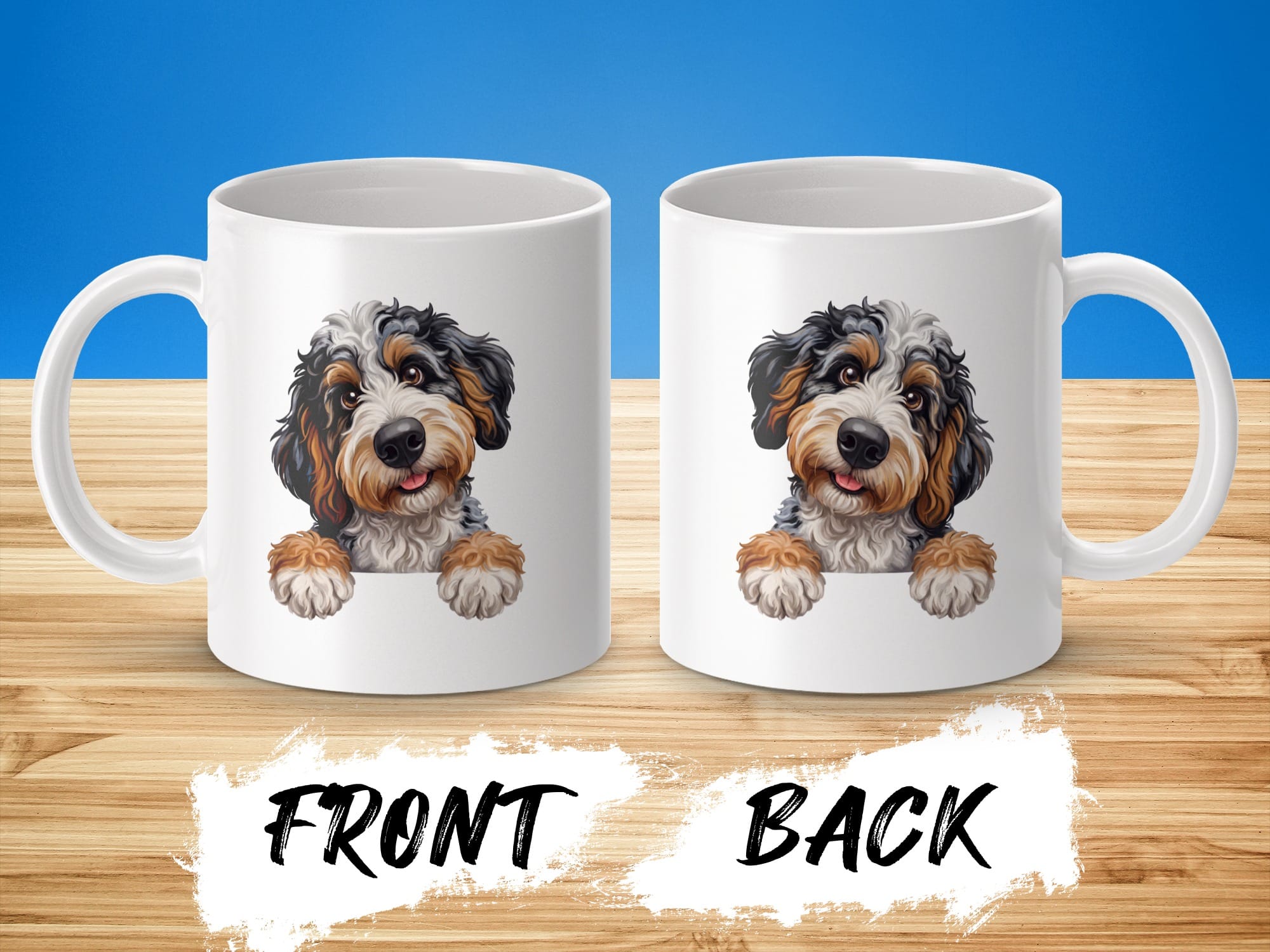 Curious Aussiedoodle Mug in by MyDesigns