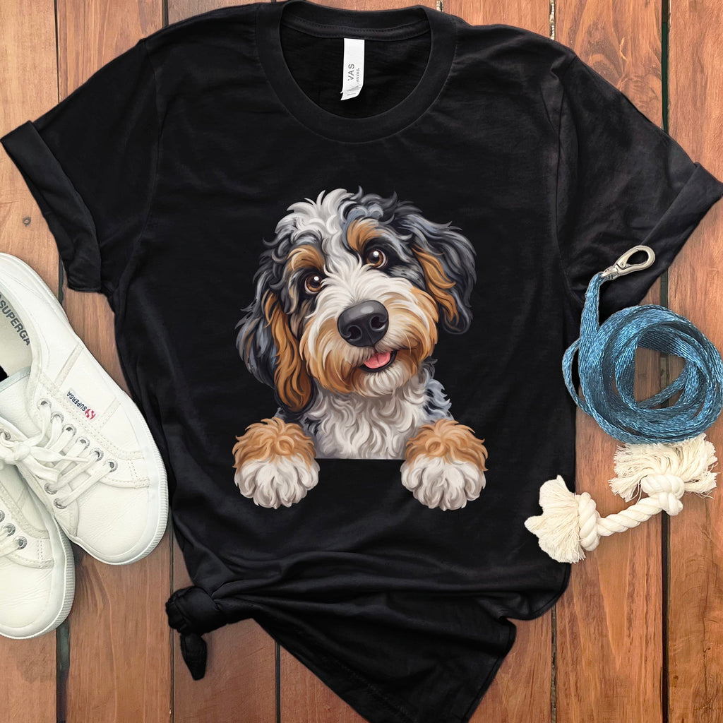 Curious Aussiedoodle T-Shirt in Black / S by Puppy Jo