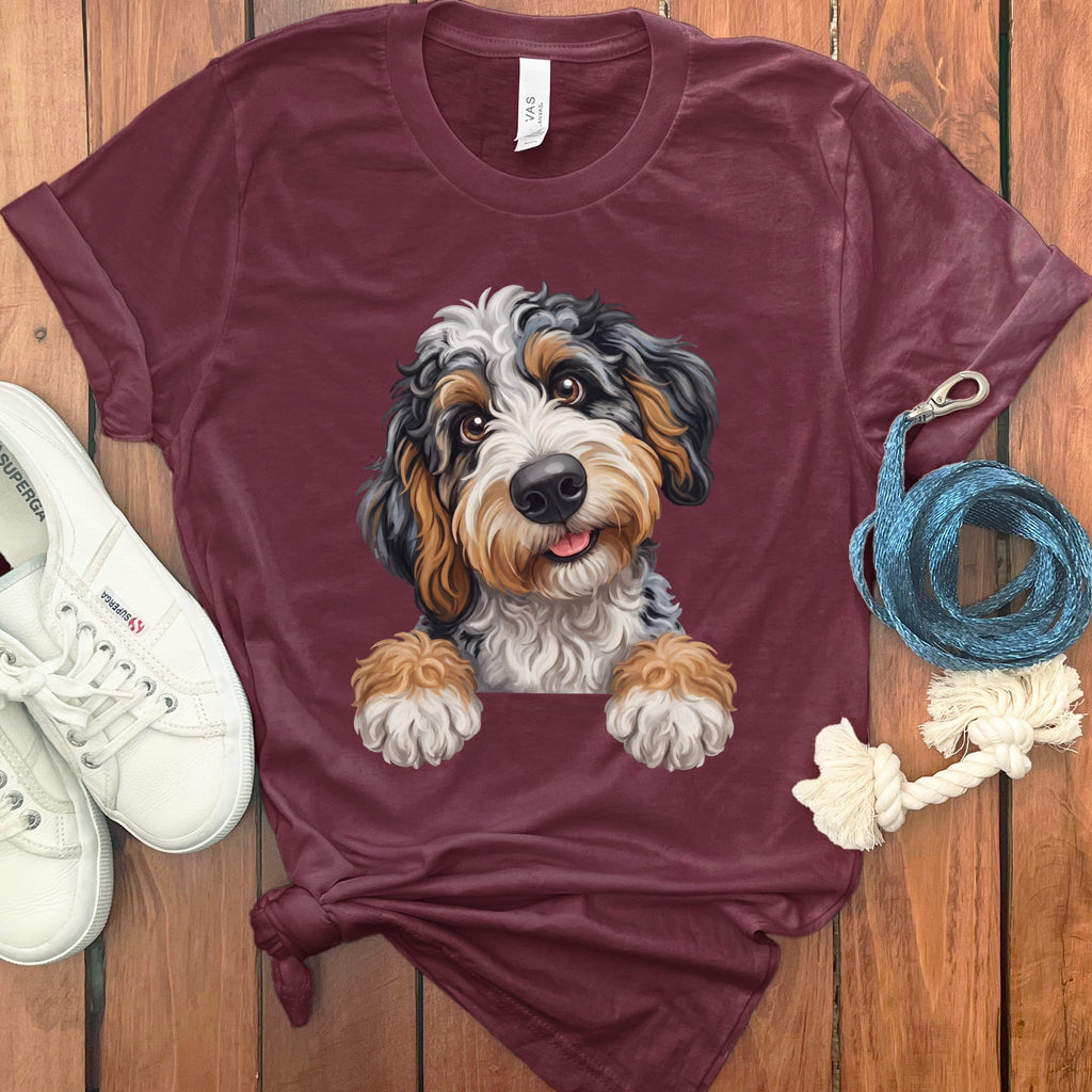 Curious Aussiedoodle T-Shirt in Maroon / S by Puppy Jo