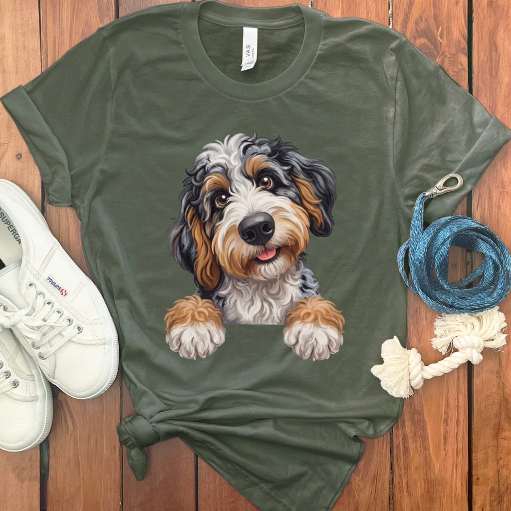 Curious Aussiedoodle T-Shirt in Military Green / S by Puppy Jo
