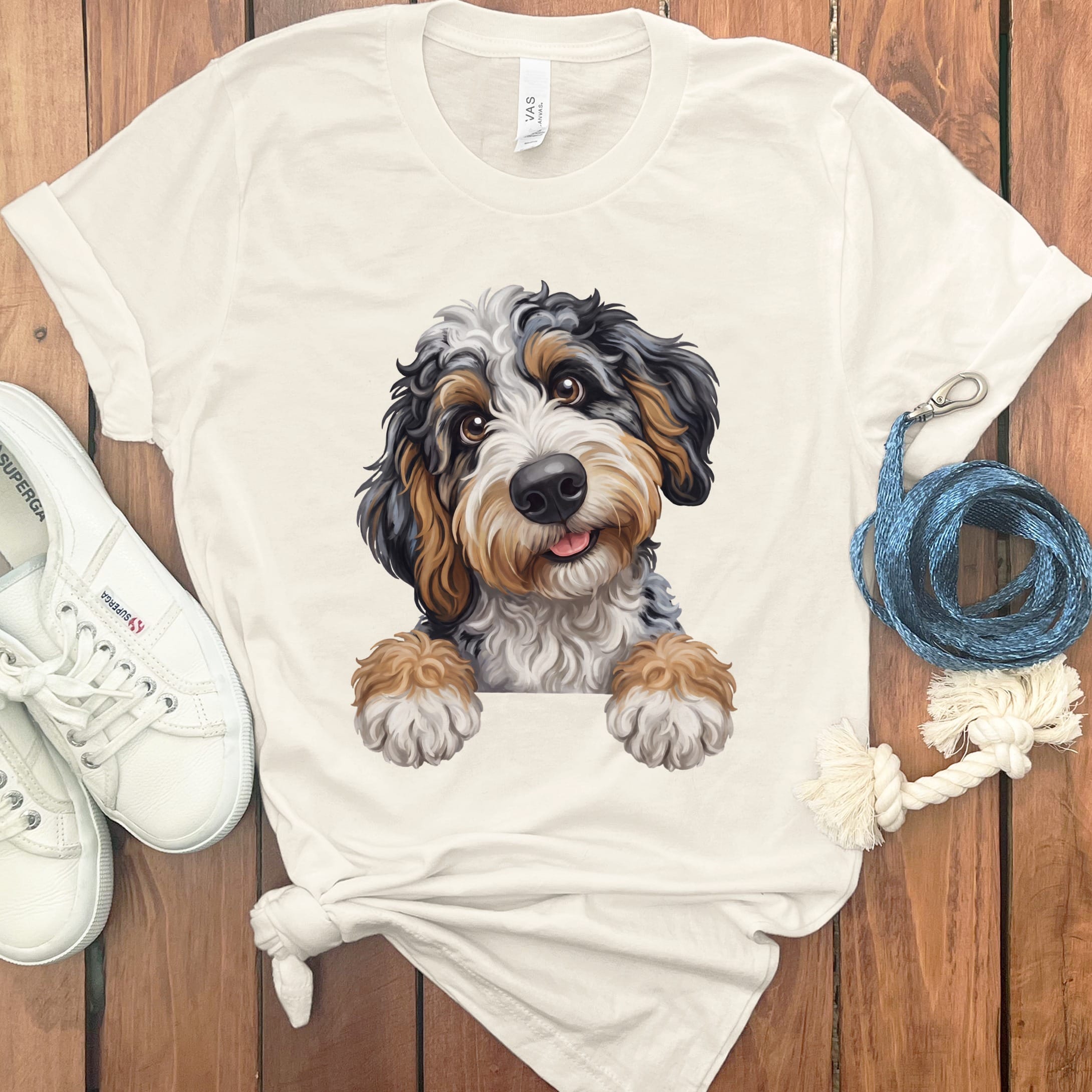 Curious Aussiedoodle T-Shirt in Natural / S by Puppy Jo